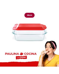 Pyrex Deep | Fuente Rectangular Deep C/ Tapa Roja 3 l 