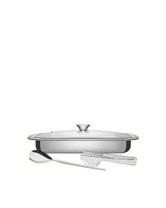 Tramontina Asaderas | Set 3 Pz Asadera C/tapa Vid. + Cuchara Ensalad. + Pinza Pasta Acero Inox.