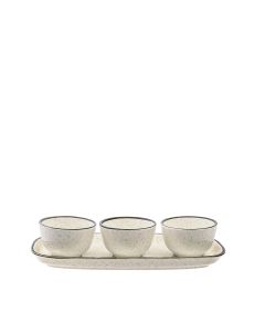 Oxford Unni Brisa| Conjunto para Servir (3 compoteras 200 cc - 9 cm + 1 bandeja 32x15 cm)