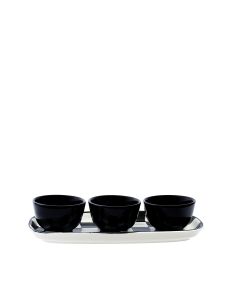 Oxford Unni Damas | Conjunto para Servir (3 compoteras 200 cc - 9 cm + 1 bandeja 32x15 cm)