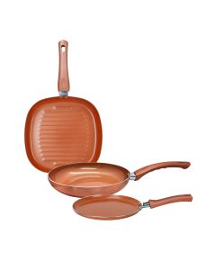 Larhaus Volt | Bateria 3 Pz. Copper (Panquequera 22 + Sarten 24 + Bifera 26)