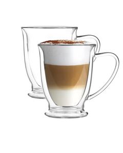 Larhaus Barista | Jarro capuccino doble vidrio 270 cc pack x2