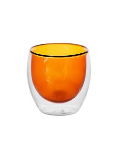 Larhaus Barista | Taza Doppio Ámbar doble vidrio 250cc pack x2