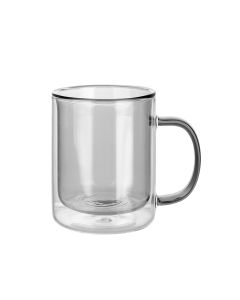 Larhaus Barista | Taza Flat White Gris doble vidrio 260 cc pack x2