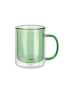 Larhaus Barista | Taza Flat White Verde doble vidrio 260 cc pack x2