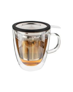 Larhaus Barista | Taza Chai doble vidrio c/ infusor de acero 300 cc
