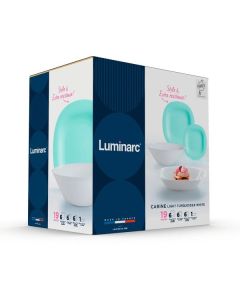 Luminarc Carine Light Turquoise & Blanc | Set 19 Pz