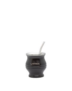 Larhaus Iguazu | Set 2 pz – Mate + Bombilla Matt Black – Ac. Inoz 140 cc